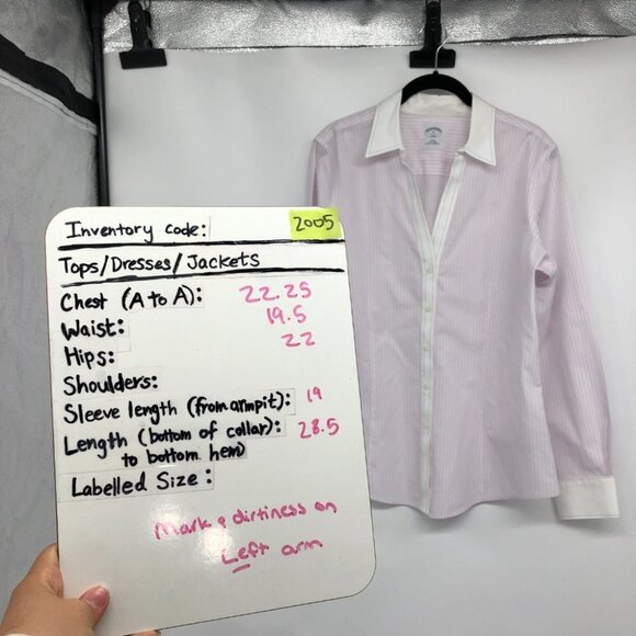 Brooks Brothers Light Pink Pinstriped Button up Long Sleeve Dress Shirt size 14 - Picture 14 of 15